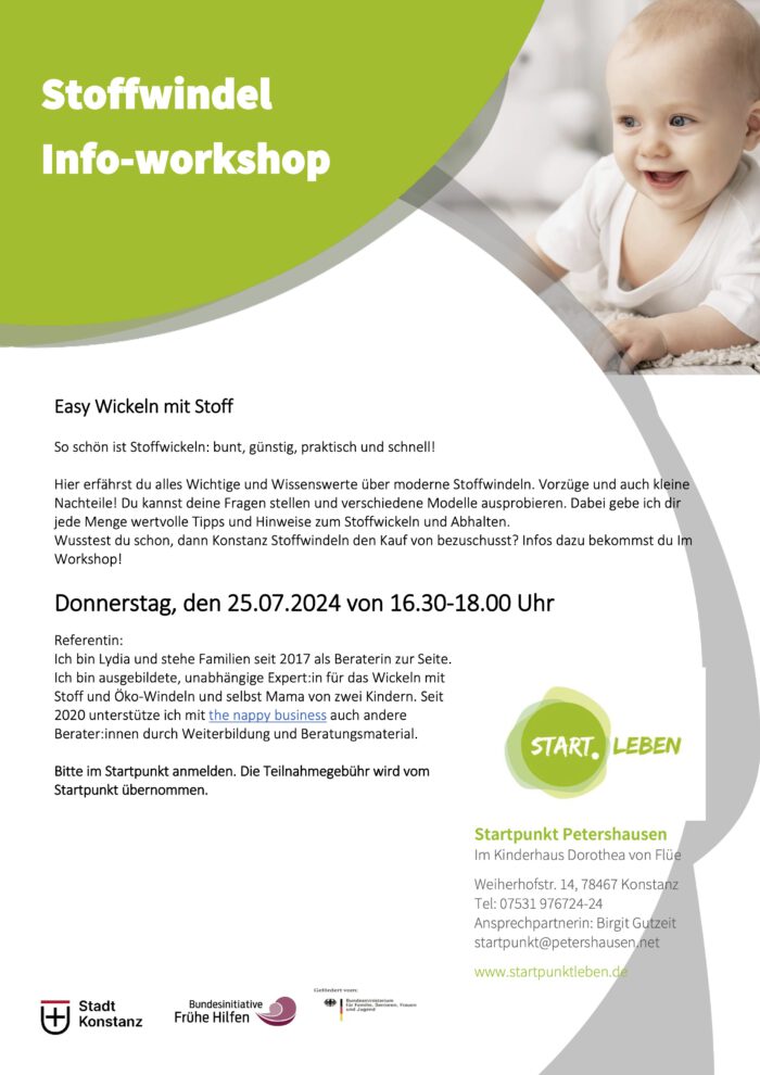 Stoffwindel Info-Workshop im Startpunkt Petershausen - 25.07.2024 16:30-18:00 Uhr